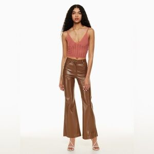 Aritzia Wilfred The Melina High Waisted Vegan Leather Pants Size 8 in Cognac